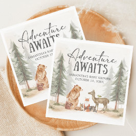 Adventure Awaits Woodland Baby Shower Pappersservett
