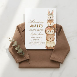 Adventure Awaits Woodland Cute Animals Baby Shower Inbjudningar