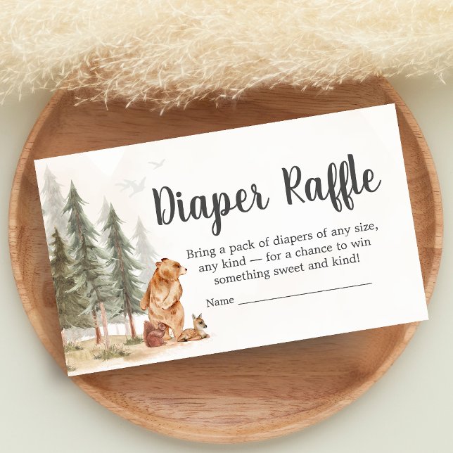 Adventure Awaits Woodland Shower Diaper Raffle Tilläggskort (Woodland Baby Shower Diaper Raffle)
