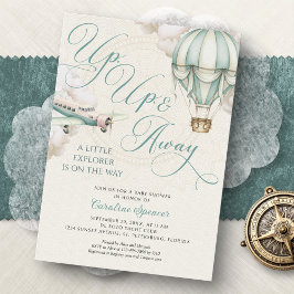 Adventure Balloon Airplane Baby Shower Invitation Inbjudningar