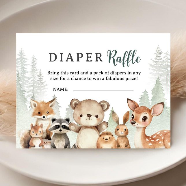 Adventure Begin Baby Shower Woodland Diaper Raffle Tilläggskort (Skapare uppladdad)