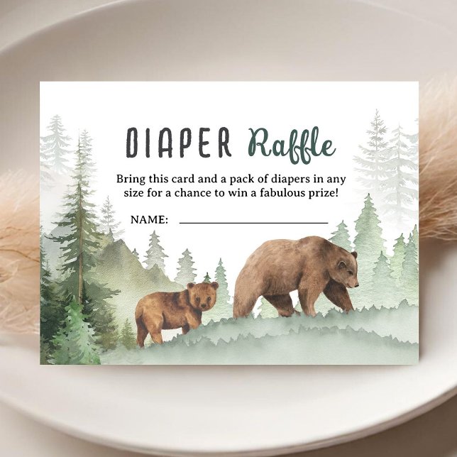 Adventure Begin Baby Shower Woodland Diaper Raffle Tilläggskort (Skapare uppladdad)