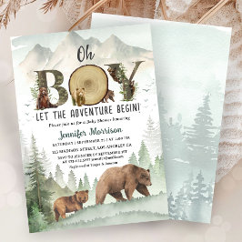 Adventure Begin Bear Boy Baby Shower Woodland  Inbjudningar