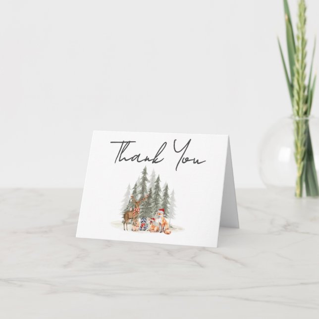 Adventure Begin Winter Woodland Baby Shower Tack Kort (Framsida)