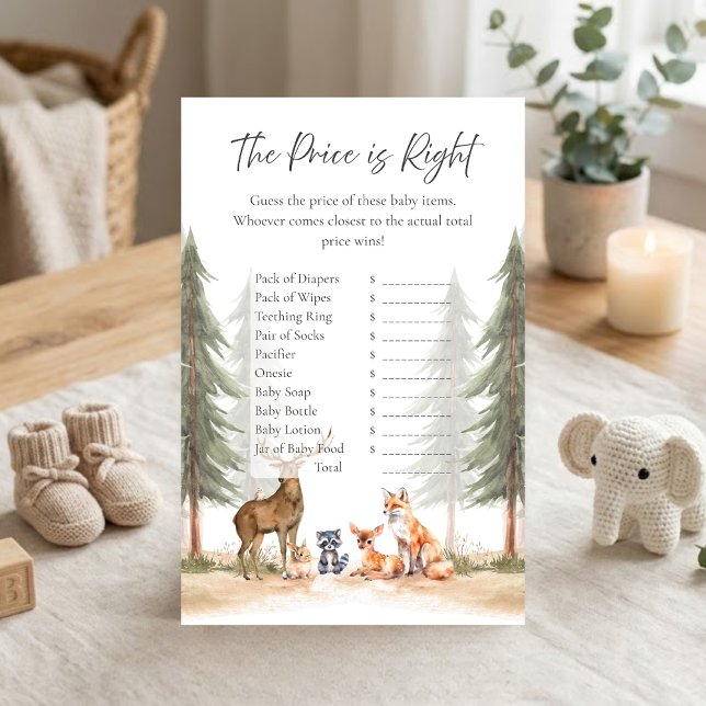 Adventure Begin Woodland Shower Guess Price Game (Let the Adventure Begin Woodland Animals Baby Shower The Price is Right Game)
