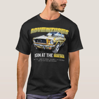 Adventure Begins at the ignition sport car funny T Shirt