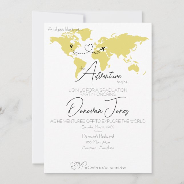 Adventure Begins College Graduation Party Inbjudningar (Framsida)