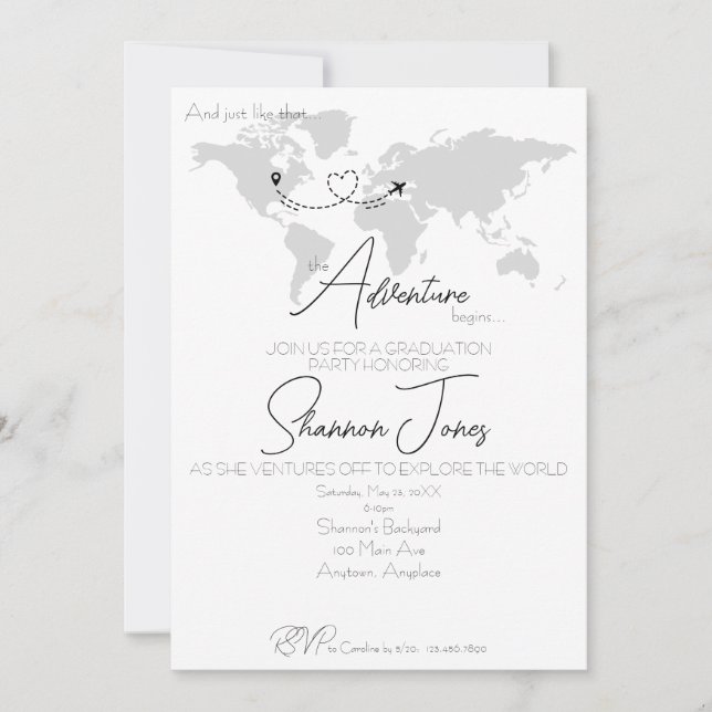 Adventure Begins College Graduation Party Inbjudningar (Framsida)