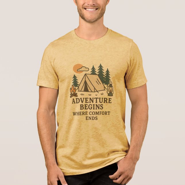 Adventure Begins Where Comfort Ends T-Shirt (Framsida)