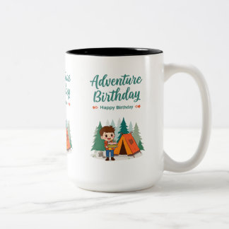 Adventure Birthday Camping Kids Art Två-Tonad Mugg