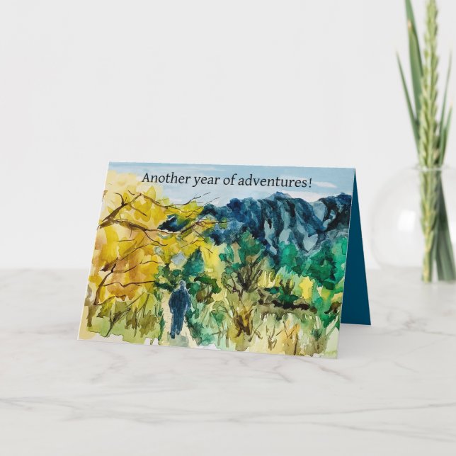 Adventure Birthday Hiking Trail Mountain Landscape Kort (Framsida)