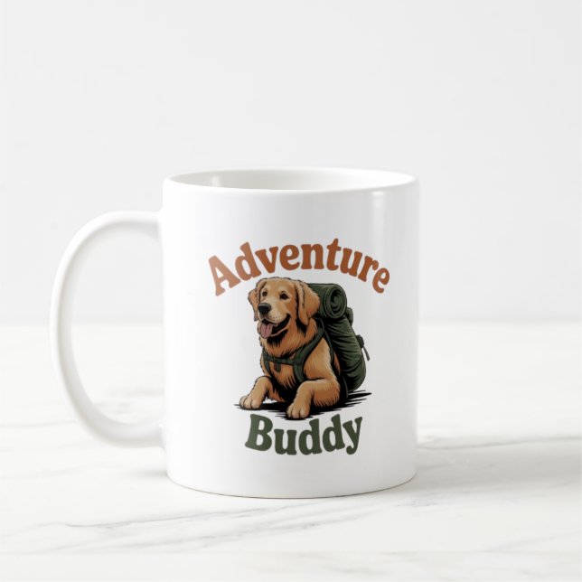 Adventure Buddy Golden Retriever Hiking Dog Coffee Kaffemugg (Vänster)