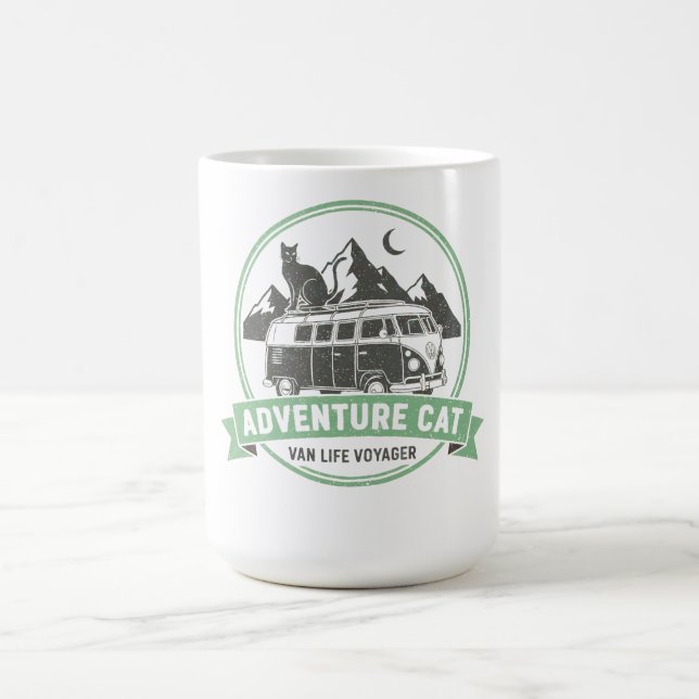 Adventure Cat Van Life  - Retro Camper Van Kaffemugg (Center)