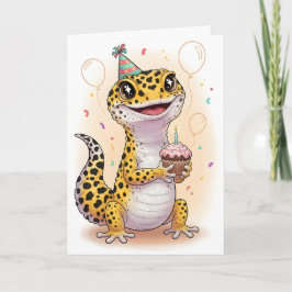 Adventure Leopard Gecko Birthday Card Kort
