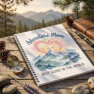 Adventure Mom Watercolor Mountain Journal Anteckningsbok