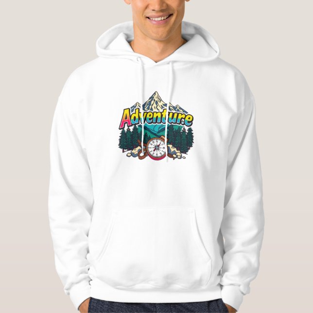 Adventure Mountain – Outdoor Hiking Nature Design  Hoodie (Framsida)