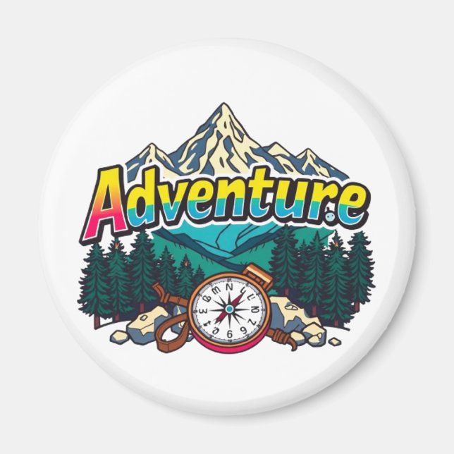 Adventure Mountain – Outdoor Hiking Nature Design  Magnet (Framsidan)