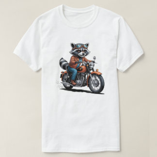 Adventure Raccoon Biker Classic Motorcycle Graphic T Shirt