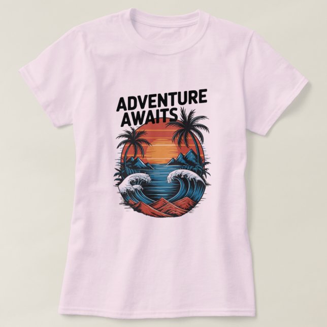  Adventures Await: Bold Exploration T-Shirt Design (Design framsida)