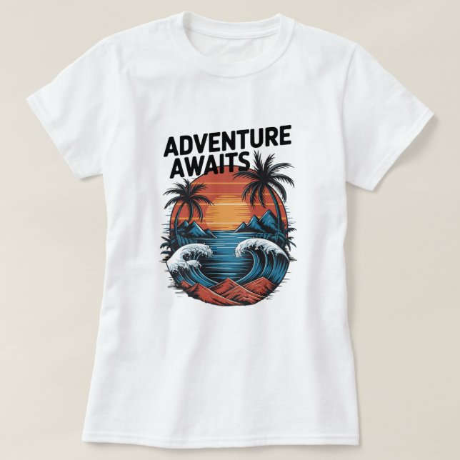  Adventures Await: Bold Exploration T-Shirt Design (Design framsida)