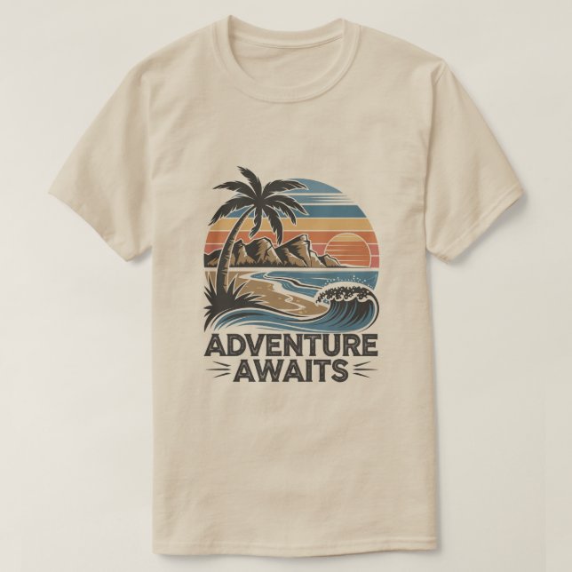 Adventures Await: Bold Exploration T-Shirt Design (Design framsida)