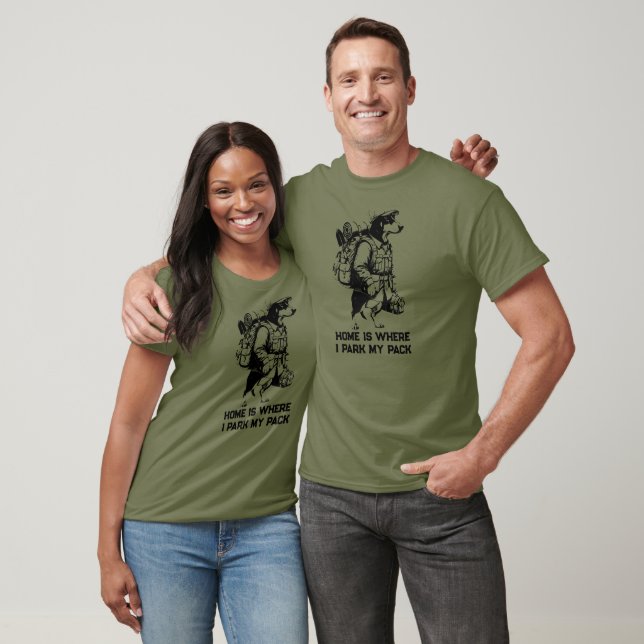 Adventurous Dachshund Hiker Home Is Where My Pack T Shirt (Unisex)