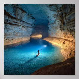 Adventurous Explorer i Grand Underground Cavern Poster