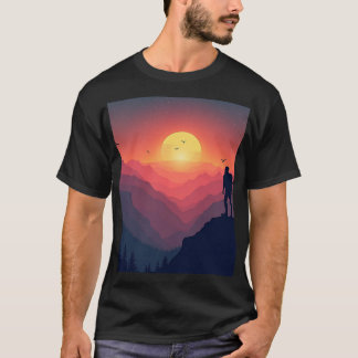 Adventurous Hiker Silhouette vid solnedgången T Shirt