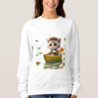 Adventurous Kitten Boat Sweatshirt T Shirt