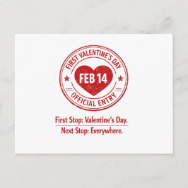 Adventurous Passport Stamp First Valentine Vykort