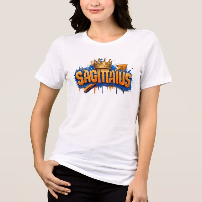 Adventurous Sagittarius Zodiac Graffiti Airbrush T Shirt (Framsida)
