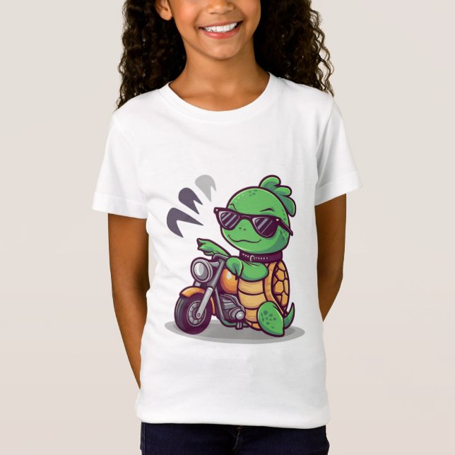 Adventurous Turtle på Scooter T Shirt (Framsida)