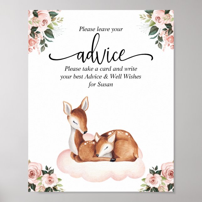 Advice Baby Shower Oh Hjort Poster (Framsidan)