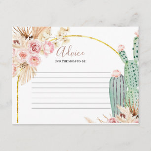 Advice Card Boho Cactus Rosa Flowers Tilläggskort