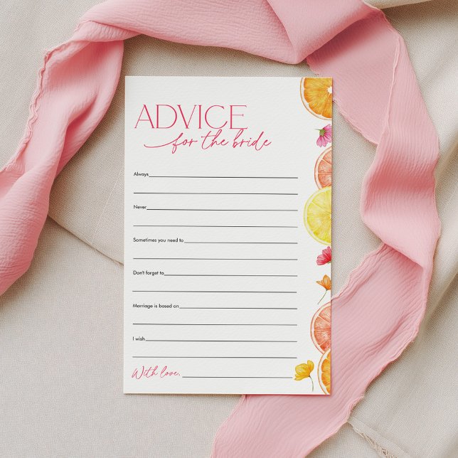Advice for the Bride Citrus Bridal Shower Game (Advice for the Bride | Main Squeeze Citrus Bridal Shower Game)