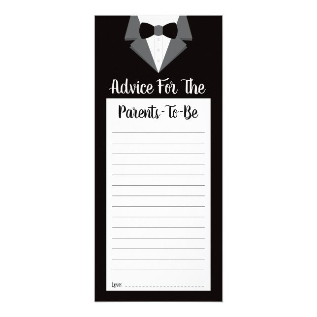 Advice-kort för blivande föräldrar, babyskor reklamkort (Framsidan)
