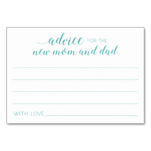 Advice-kort New mamma Pappa Turquise Baby Shower Bordsnummer