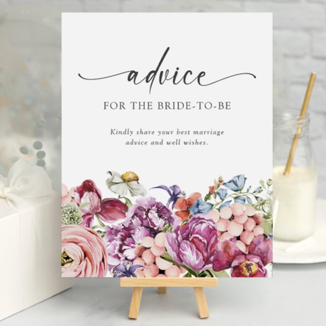 Advice-Möhippa Poster (Jewel Tone Wildflower Advice Bridal Shower Poster by Painted Paperie
)