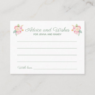 Advice Önskemål Watercolor Flowers Bröllopskort Visitkort