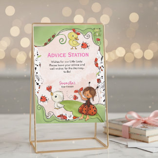 Advice Station Sign | Ladybug Garden Baby Shower Inbjudningar