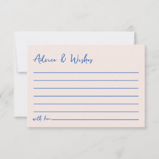 Advice & Wishes Blu Hand Drawn Bridal Shower Anteckningskort