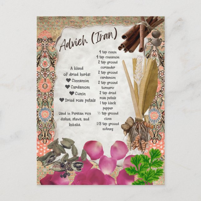 Advieh Persian Spice Mix Recipe Vykort (Framsida)