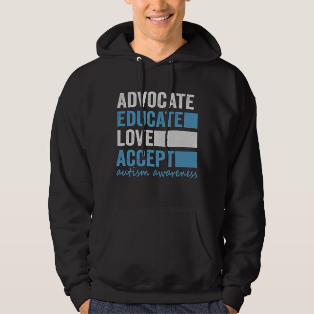 Advocate Educate Kärlek Accept Autism Awareness Gi Hoodie (Framsida)