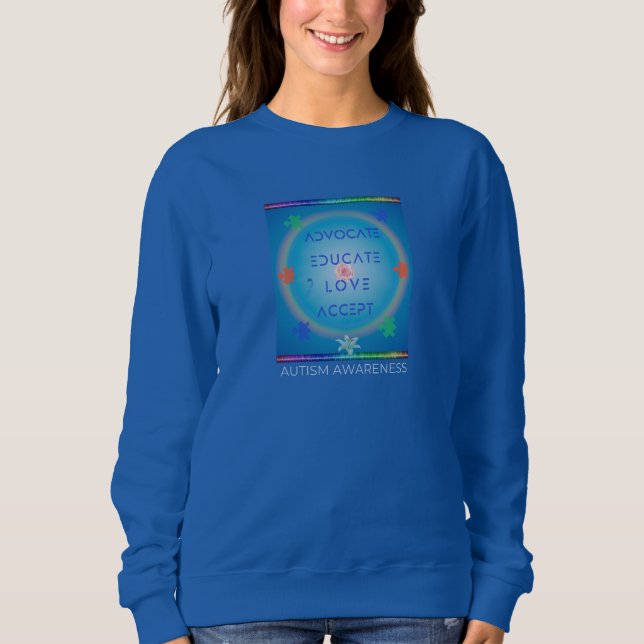 Advocate Educate Kärlek Accept (autism Awareness) T Shirt (Framsida)