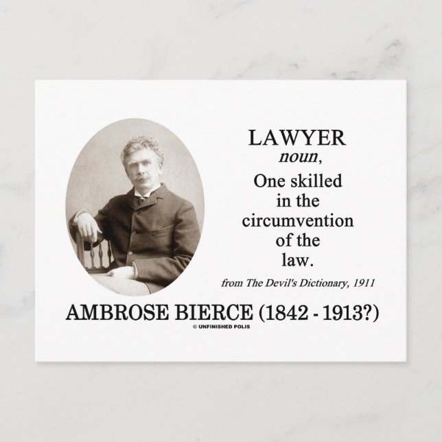 Advokat (Ambrose Bierce Djävulen Dictionary) Vykort (Framsida)