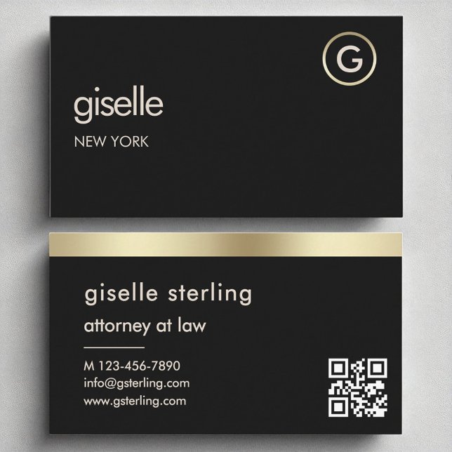 Advokat Black QR Code Gold Foil Visitkort (Skapare uppladdad)