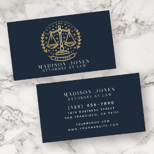 Advokat Blue and Guld Lawyer Business Visitkort