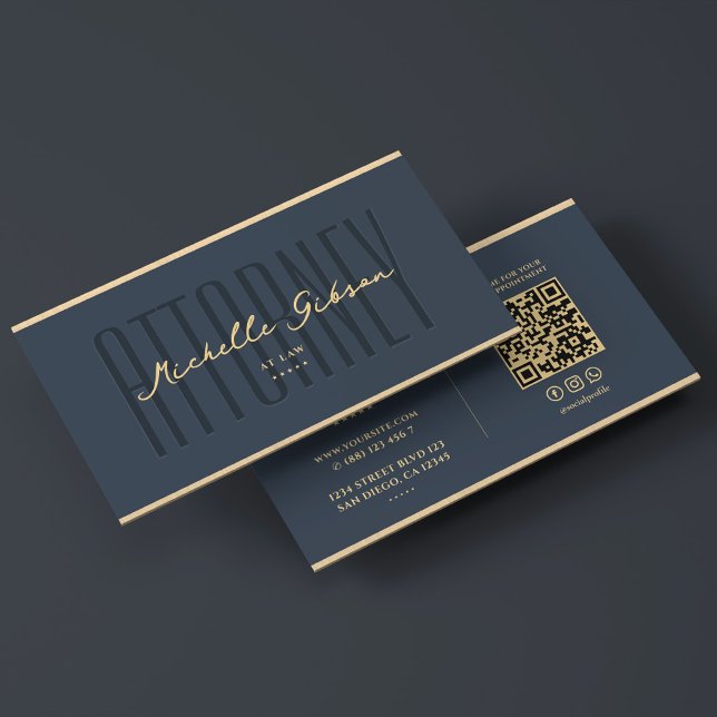 Advokat Charcol Blue Faux Guld Elegant Visitkort (Attorney at Law Charcoal Faux Gold Elegant Business Card
)