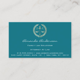 Advokat Guld  Lawyer Anpassningsbar Teal Blue Visitkort