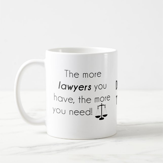 Advokat humor kaffemugg (Vänster)